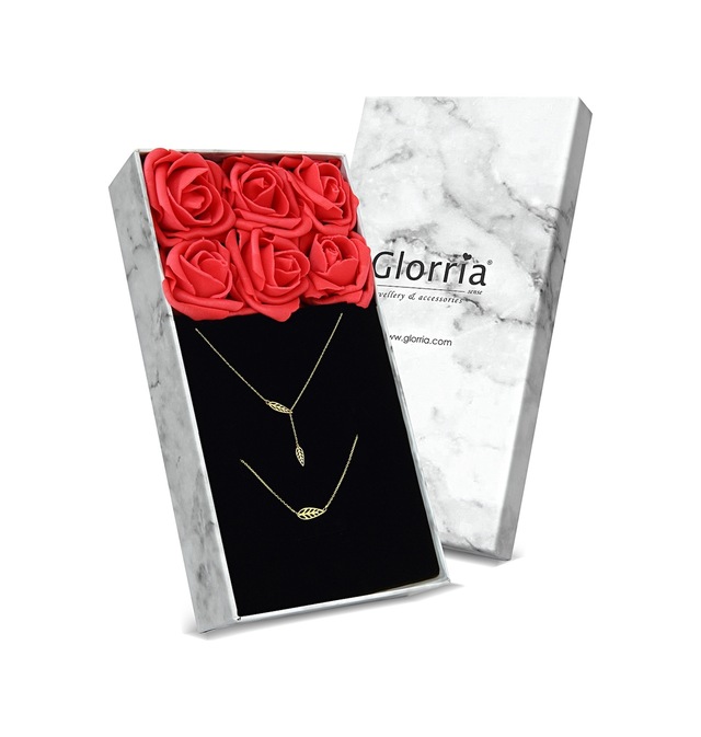 Glorria Altın Yaprak Kolye, Bileklik, Çiçekli Hediye Seti - Sv006