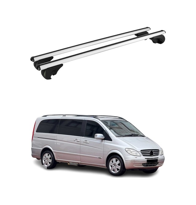 Mercedes Vito Viano W639 2003-2014 Arası Uyumlu Port Bagaj Taşıyıcı Ara Atkı Alüminyum Gümüş 2 Parça