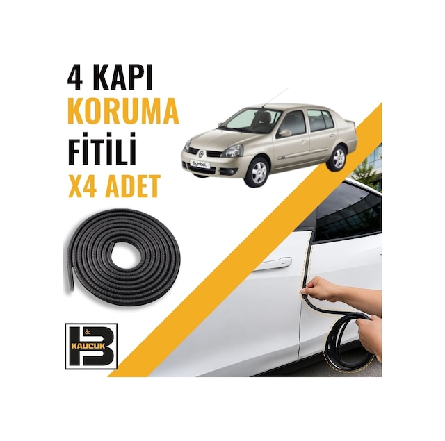 Renault Clio 2 Sedan Kapı Koruma Fitili-4 Kapı-siyah-bm2155