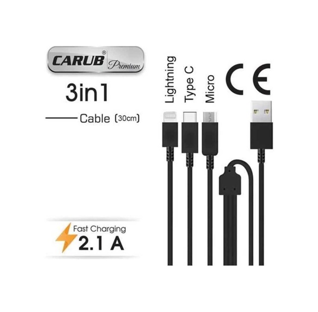 Hızlı Sarj Cihazı 2,1a 3 Lü Type-c-samsung-ıphone-usb 30cm Kablolu