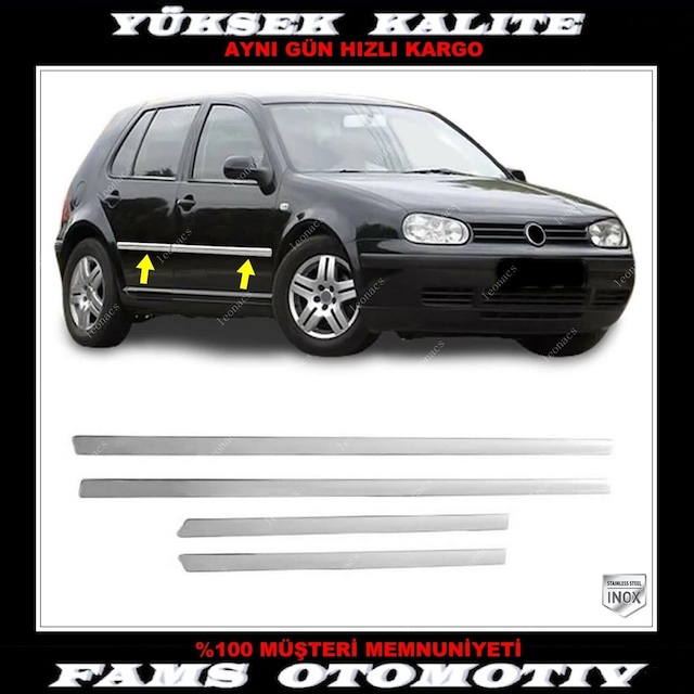 Vw Golf 4 Krom Yan Kapı Çıtası 4 Kapı 1998-2004 P.çelik
