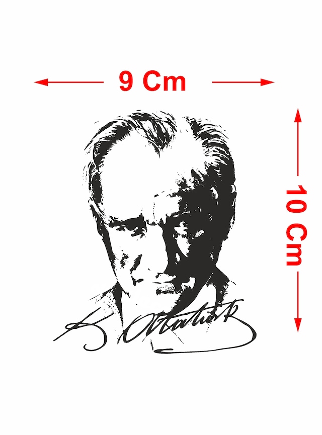 Atatürk - Mustafa Kemal Atatürk Sticker - Araba - Oto - Motosiklet Sticker 00017 10X9 Cm
