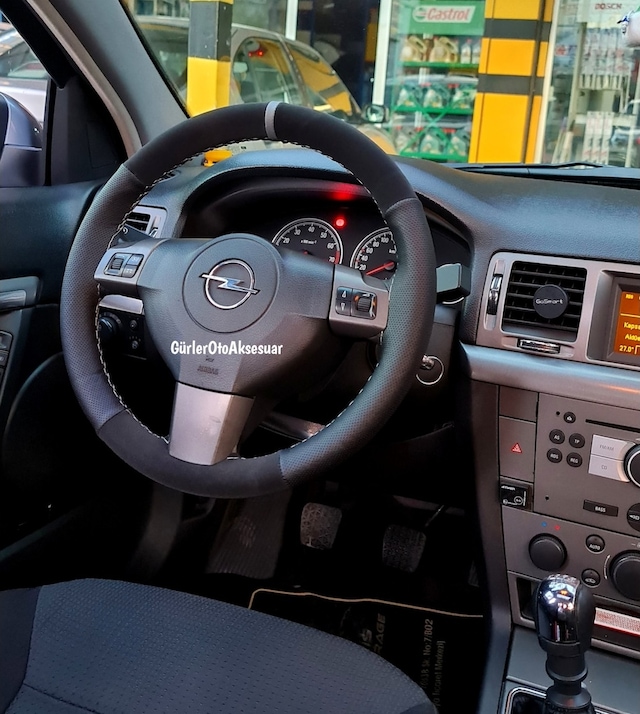 Opel Astra H Dikme Direksiyon Kılıfı Noktalı-Alkantra Gri Yüzüklü