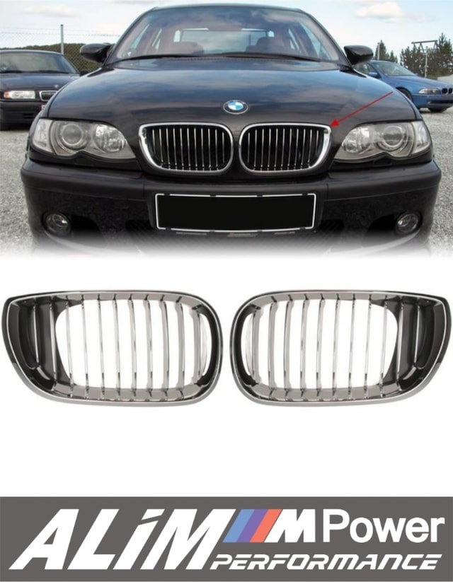 Bmw 3 Series E46 Sedan 2002 2005 Full Krom Ön Böbrek Panjur Seti Grille