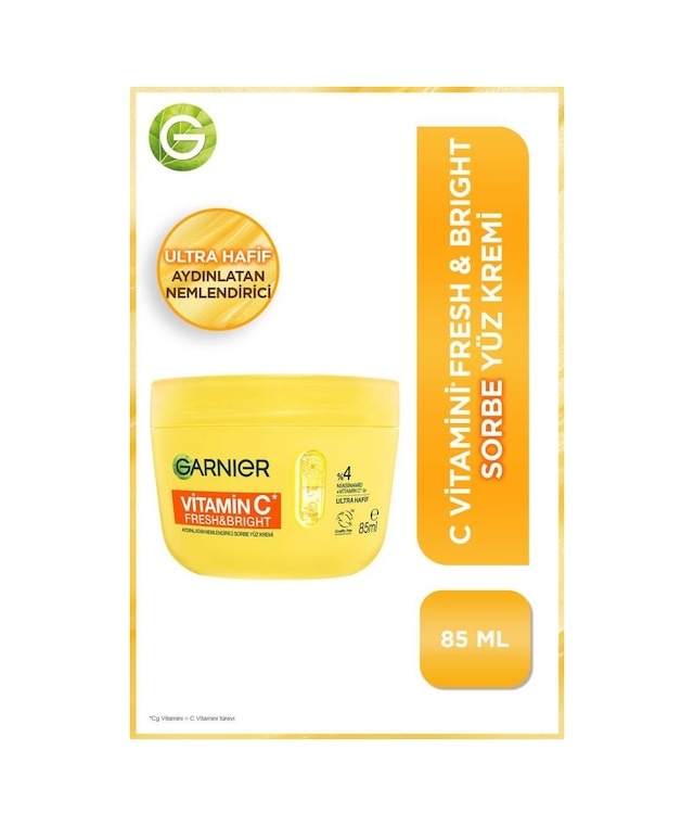 Garnier C Vitamini Fresh & Bright Aydınlatıcı Nemlendirici Sorbe Yüz Kremi 85 Ml, Vegan & Cruelty Free 3600542663069-11157