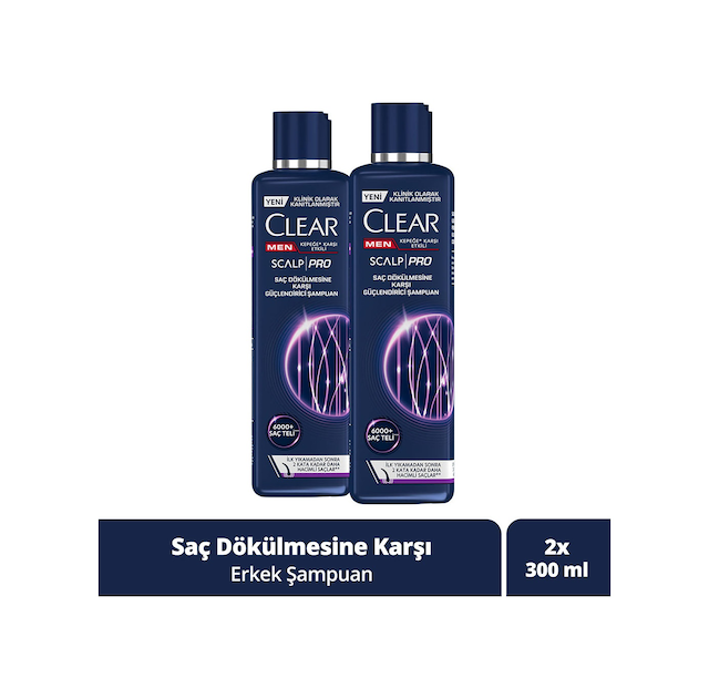 Clear Men Scalp Pro Güçlendirici Şampuan Saç Dökülmesine Ve Kepeğe Karşı Etkili 300 Ml X2