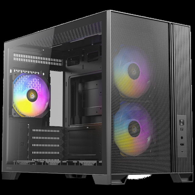Antec FLUX M KOMPAKT - 6X PWM FAN DAHIL - FLUX HAVA AKISI PLATFORMU - 3MM - GEN2 10GBPS - 360MM RADYATOR DESTEGI - GPU BRAKETI DAHIL mATX Tempered Glass USB-C