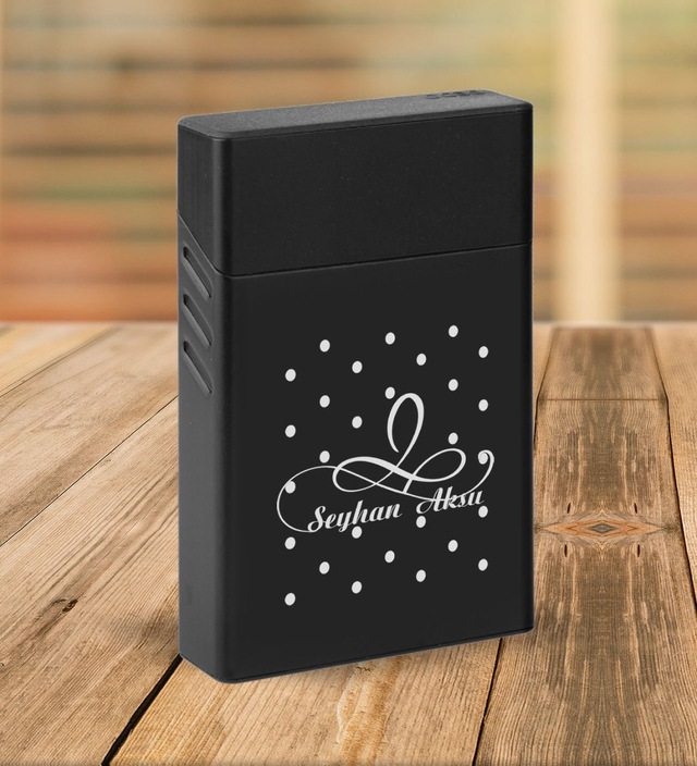 Bk Gift Kişiye Özel Siyah Slim Boy Metal Sigara Kutusu-4
