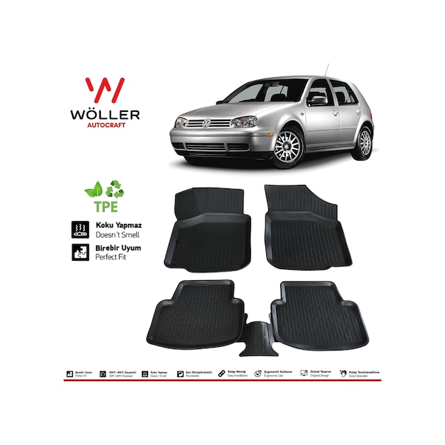 Volkswagen Golf 4 Paspas 1998 2004 Arası 3D Havuzlu Wöller Paspas