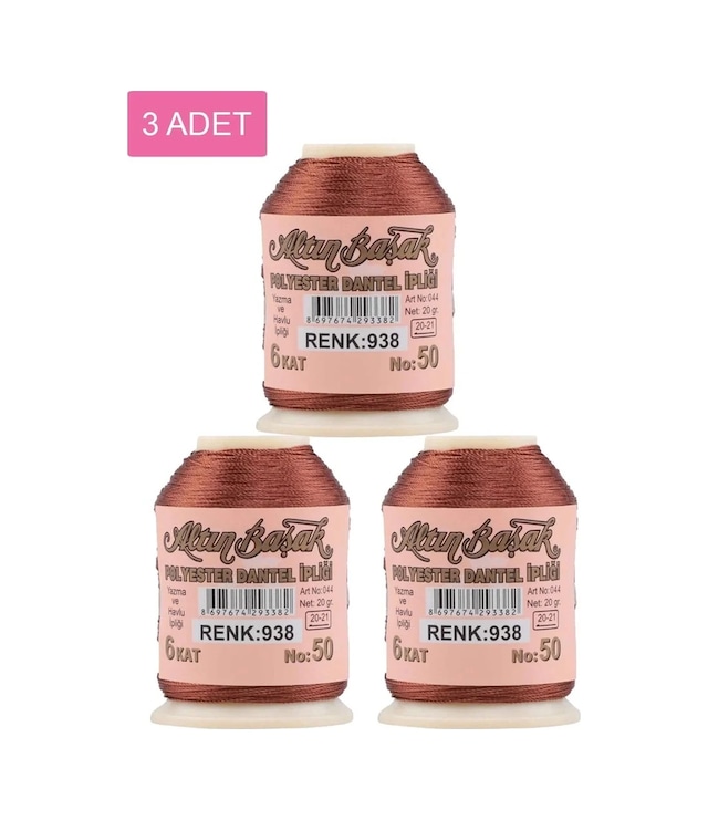 Ers 3 Adet Altınbaşak Oya Ve Dantel İpi 20 Gr - Royaleks - No: 938