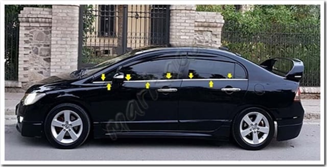 Db Chrome Honda Civic Cam Çıtası Nikelajı 2006-2011 6 Parça P.çel