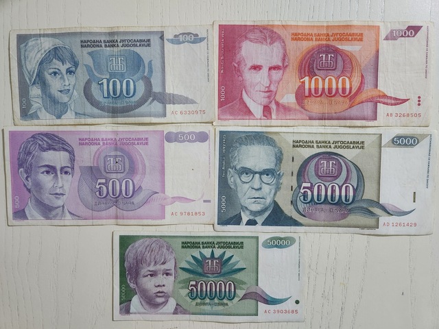 Edi Antik Yugoslav Dinarı 1992 Temiz Tam Set Yugoslav Para Seti 5 Adet