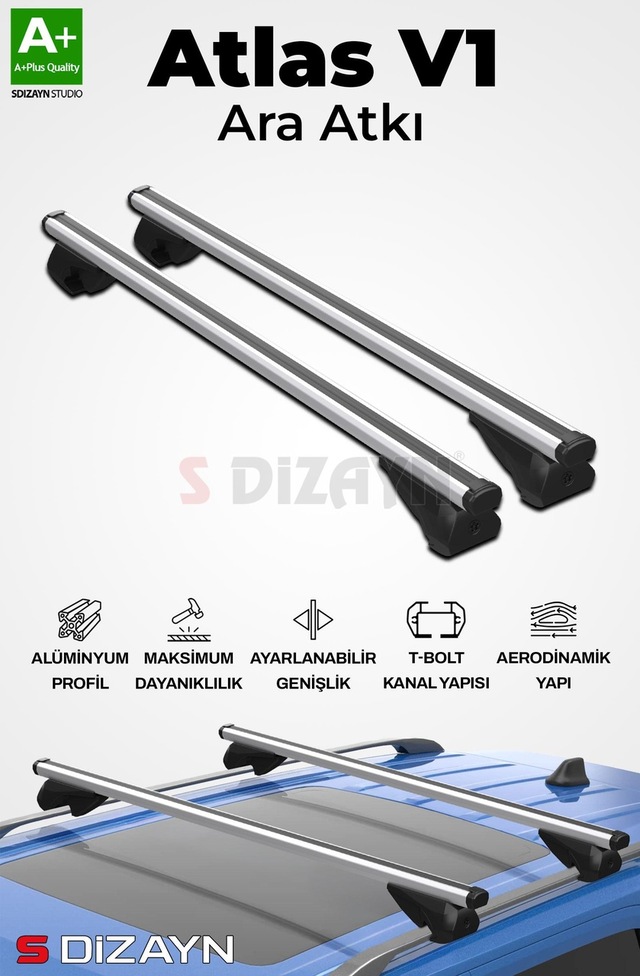 S-dizayn Vw T-roc S-bar Atlas V1 Ara Atkı Tavan Taşıyıcı Barı Gri 130 Cm 2019 Üzeri A+ Kalite