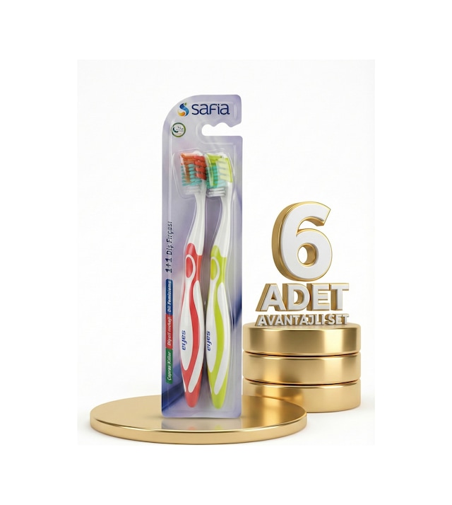 Safia 1+1 Yetişkin Diş Fırçası X6