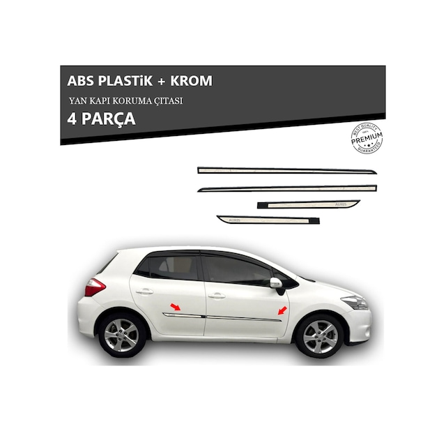 Toyota Aurıs 2007 Üzeri Yan Kapı Koruma Çıtası Plastik + Krom Unvrslppkçt00071