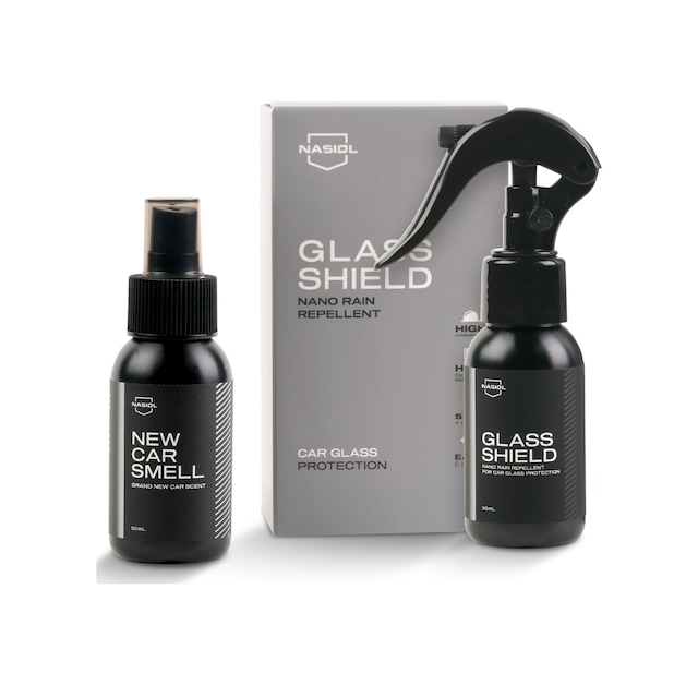 Nasiol-SET 2-Glasshield Nano Yağmur Kaydırıcı ve New Car Smell Araç Kokusu 2'li Set