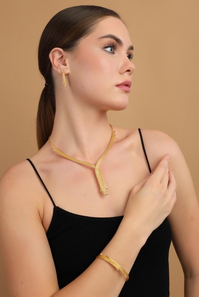 Kalze Set 8 Ayar Altın Özel Tasarım T14496