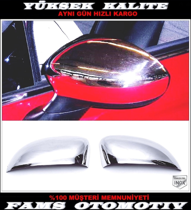 Fiat 500 Krom Ayna Kapağı 2 Parça 2007-2012 Paslanmaz Çelik