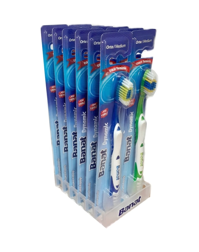 Banat Dynamic Kapaklı Diş Fırçası Medium 12 Adet