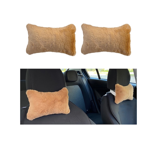 Trobus Araç Boyun Yastığı Ortopedik Peluş Seyahat 2'li Kahverengi