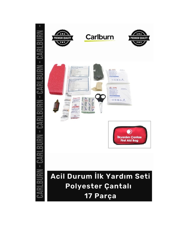 Özel Üretim Kapsamlı Acil Durum Araç İçi Ofis Tipi İlk Yardım Seti Polyester Çantalı 17 Parça