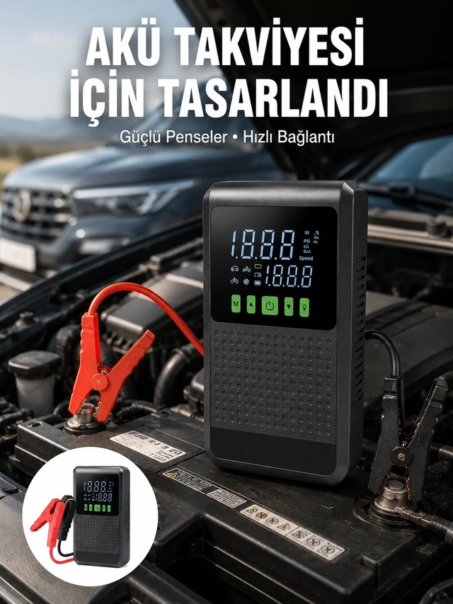 Ers 4 Ü 1 Arada Jump Starter Hava Kompresörü Powerbank Ve Led Fener Yeni Nesil