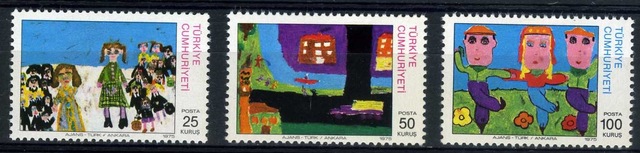 ÇOCUK RESİMLERİ,1975 3 Pul,Damgasız,ASB-5027 Teşhir Ürün