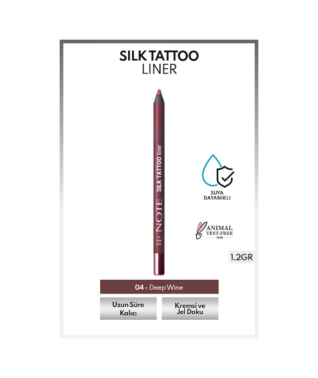 Silk Tattoo Liner Suya Dayanıklı İpeksi Jel Göz Kalemi - 04 Deep Wine - Bordo (Mat)