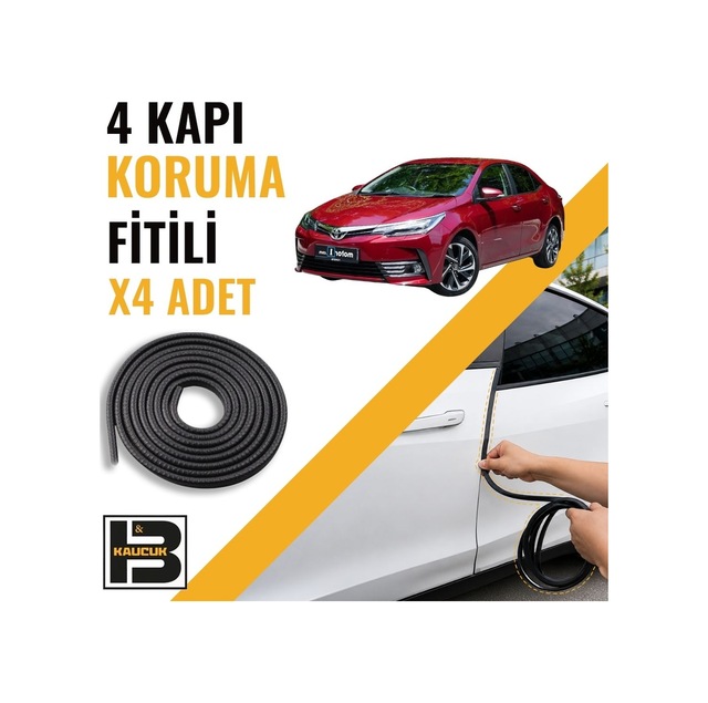 Toyota Corolla 2014-2017 Kapı Koruma Fitili-4 Kapı-siyah-bm2300