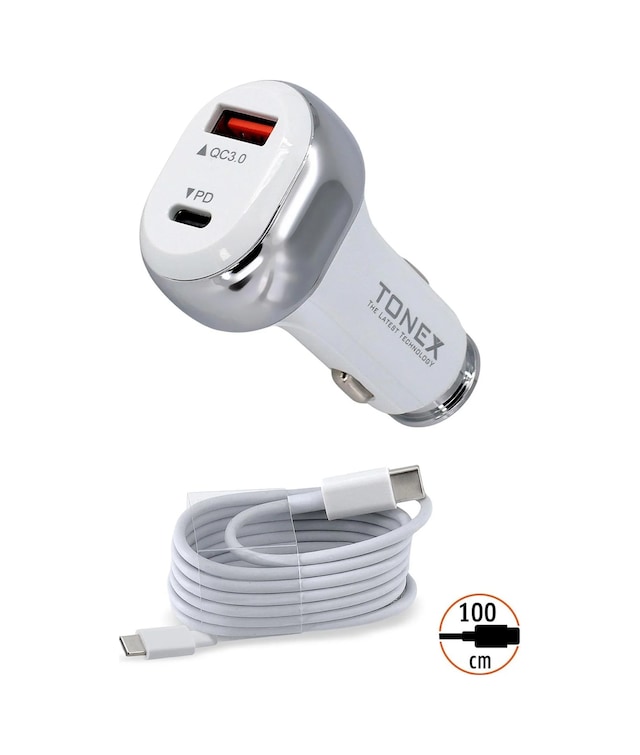 Tonex Ta-41w Pd + Usb-a Type-c To Type-c Kablolu Araç İçi Şarj Aleti -
