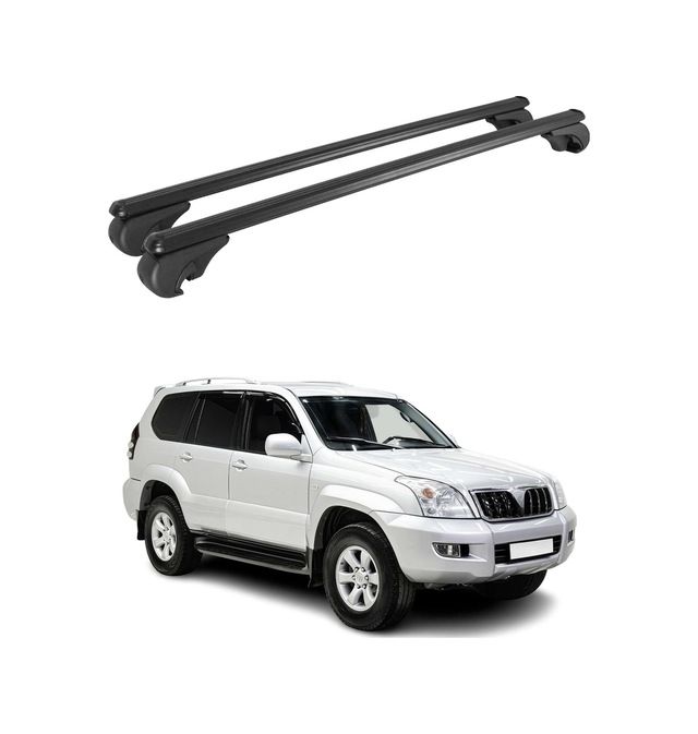 Toyota Land Cruiser J100 1998-2007 Arası Uyumlu Port Bagaj Taşıyıcı Ara Atkı Alüminyum Siyah 2 Parça