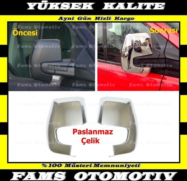 Ford Tourneo Custom Krom Ayna Kapağı 2012 Üzeri Paslanmaz Çelik