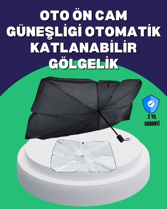 Ers Şemsiye Tasarımlı Katlanabilir Araç Güneşliği Geniş Uyumlu, Uv Koruma