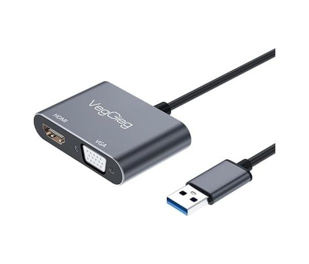 Usb-a To 4k 30hz Hdmı Ve 1080p 60hz Vga Görüntü Çevirici Kablo