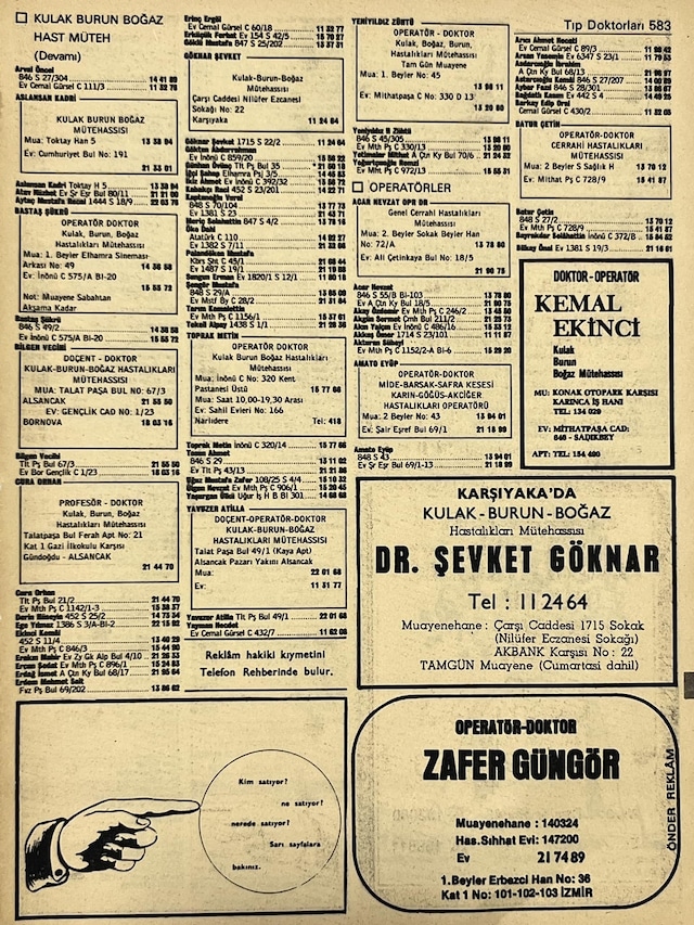 İzmir 1982-1983 Meslek Reklam İlanı Efemera S583 Teşhir Ürün