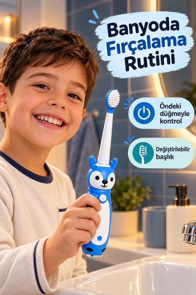 Mey İthalat Elektrikli Diş Fırçası Mavi Gövdeli İki Yedek Başlıklı