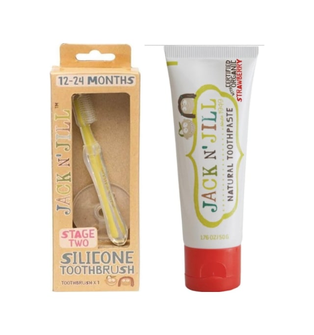 Tr Jill Bebek Diş Fırçalama Seti Silikon Diş Fırçası + Çilek Aromalı Macun 50g