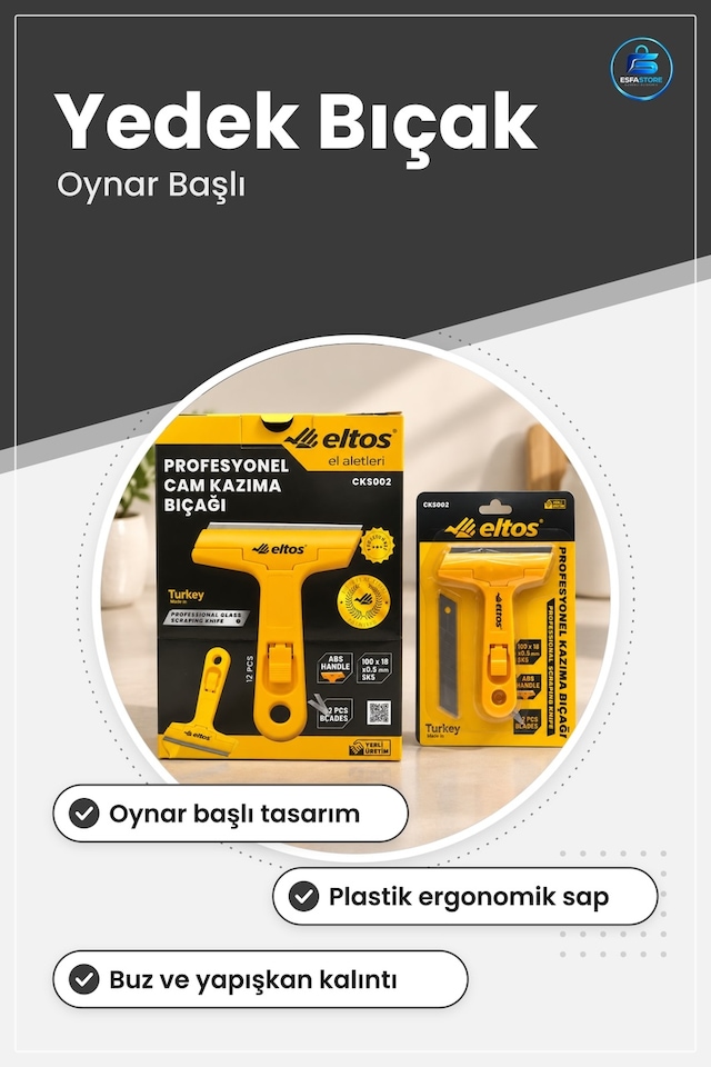 Cam Kazıyıcı Bıçak Oynar Başlı Plastik Saplı Yedek Bıçaklı Buz Ka Çok Renkli