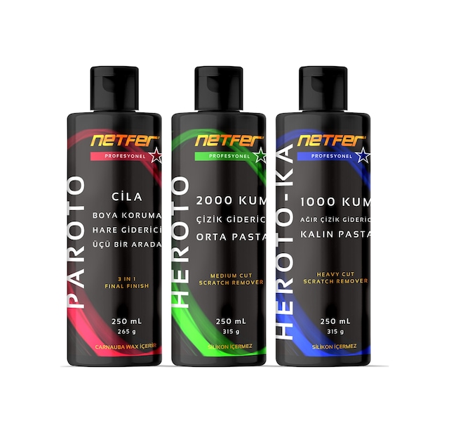 Netfer 3'lü Orta Kalın Pasta Cila Set - 3x250 Ml
