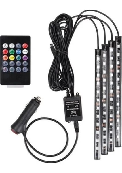Oto Araç Içi Ayak Altı Led Aydınlatma 12 led Kumandalı Oto Şerit