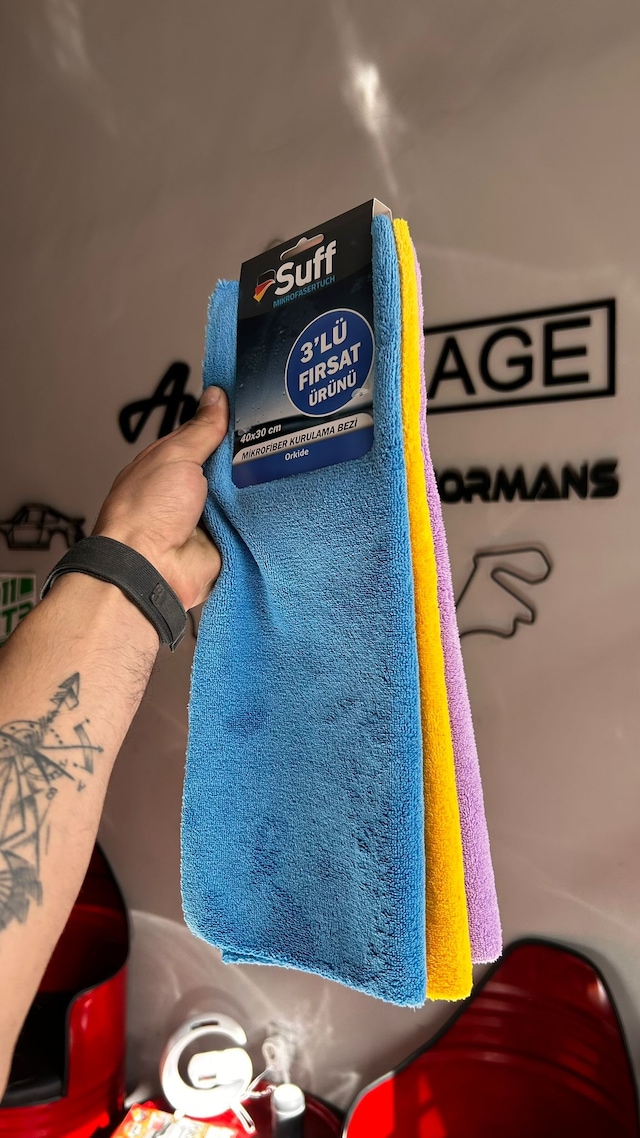Suff Mikrofiber Yumuşak Cila Ve Kurulama Bezi 3 Lü 40x40cm