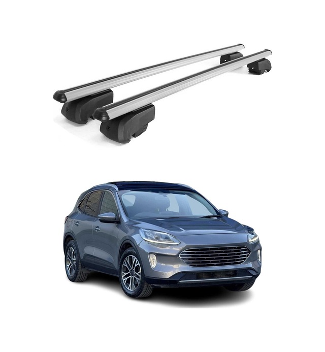 Ford Kuga Iıı 2019-2027 Arası Uyumlu Port Bagaj Taşıyıcı Ara Atkı Alüminyum Gümüş 2 Parça