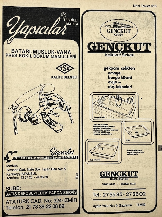 İzmir 1982-1983 Meslek Reklam İlanı Efemera S515 Teşhir Ürün