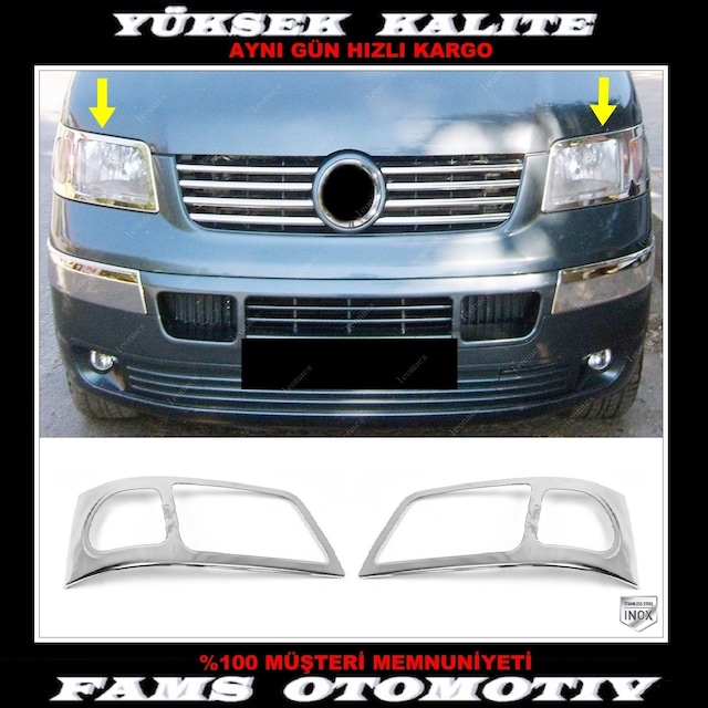 Vw T5 Transporter Krom Far Çerçevesi 2 Prç. 2003-2010 P.Çelik