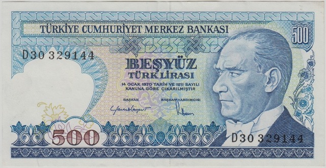 7. Emisyon 500 Lira D30 Ççt+