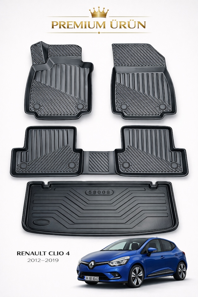 Renault Clio 4 2012-2019 3d Oto Paspas Ve Bagaj Havuzu İkili Set