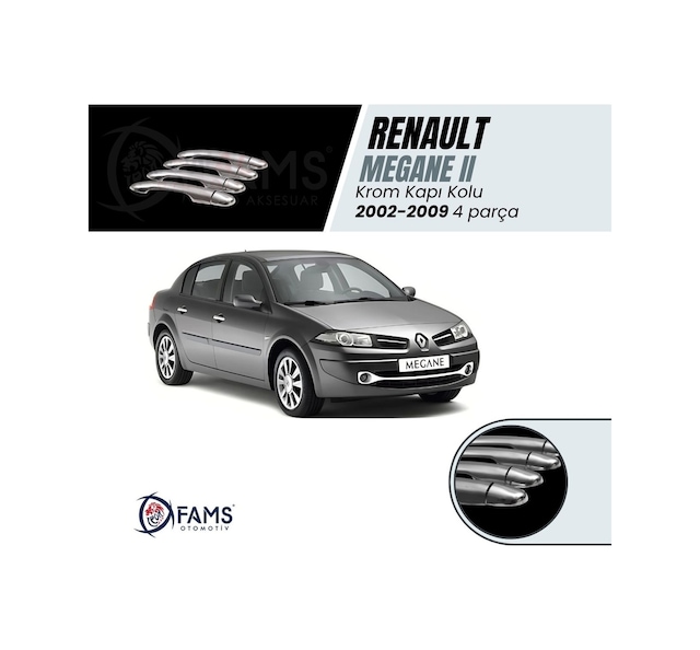 Renault Megane 2 Krom Kapı Kolu 4 Kapı 2002-2009 P.çelik Aksesuar