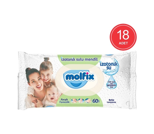 Molfix Ferah Temizlik Izotonik Sulu Mendil 18 X 60'Lı