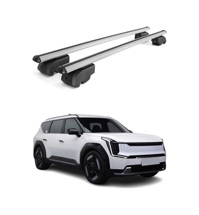 Kia Ev9 2024-2027 Arası Uyumlu Port Bagaj Taşıyıcı Ara Atkı Alüminyum Gümüş 2 Parça