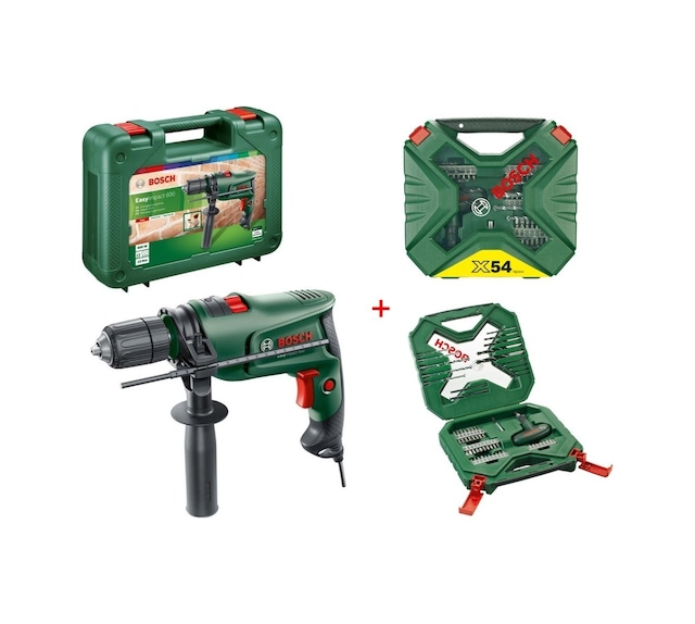 Bosch Easyımpact 600 Darbeli Matkap 600 Watt + 54 Parça Matkap Ucu Seti